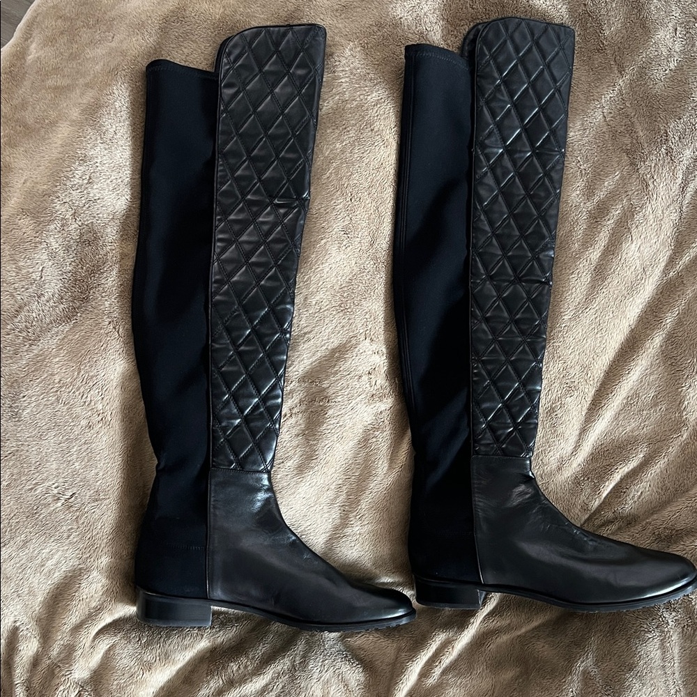 Stuart Whitman size 10 Black Quilted 50/50 over the Knee-High Boots